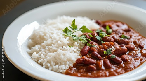 Delicious rice and bean dish with fresh herbs