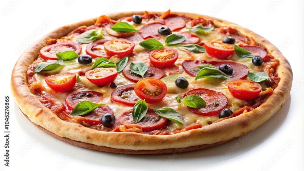 Fresh pizza on white background Fresh pizza on white background