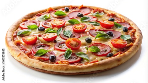 Fresh pizza on white background