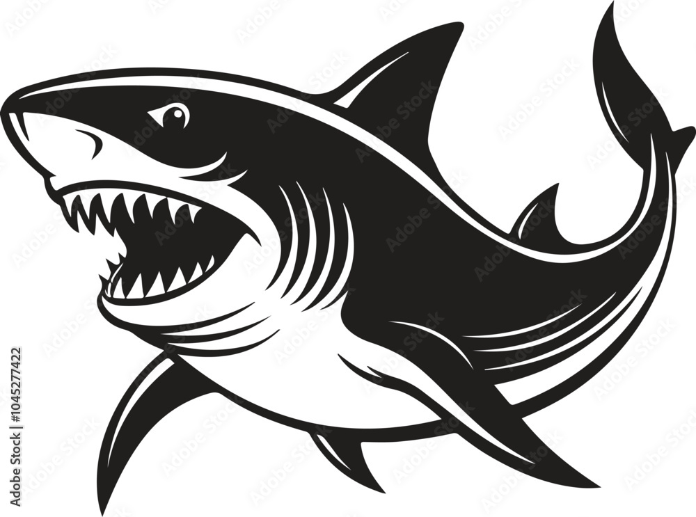 Naklejka premium A shark is jumping silhouette illustration