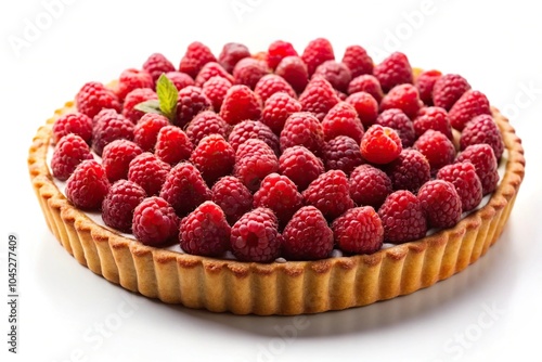 Fresh raspberries arranged in a wide-angle composition on a white background