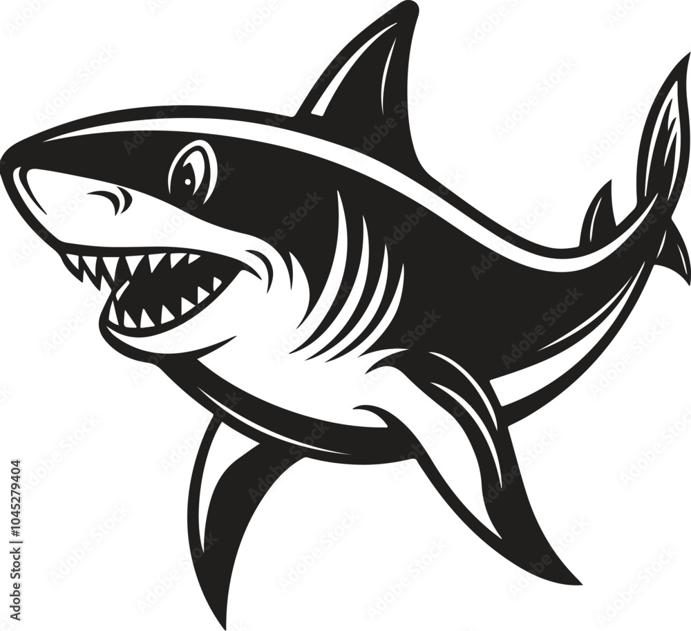 Fototapeta premium A shark is jumping silhouette illustration