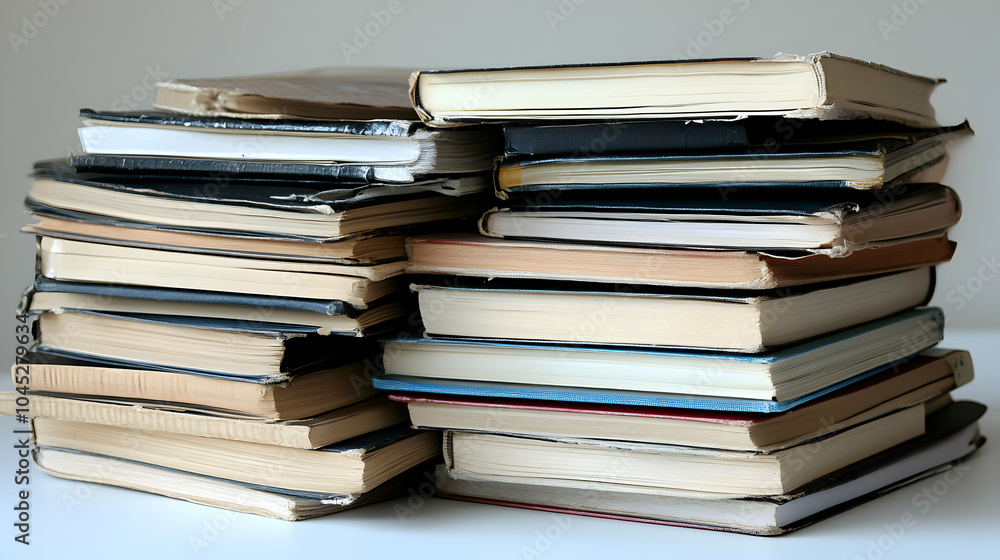 A Pile of Thick Academic Journals Symbolizing In-Depth Research and Knowledge Accumulation A Pile of Thick Academic Journals Symbolizing In-Depth Research and Knowledge Accumulation