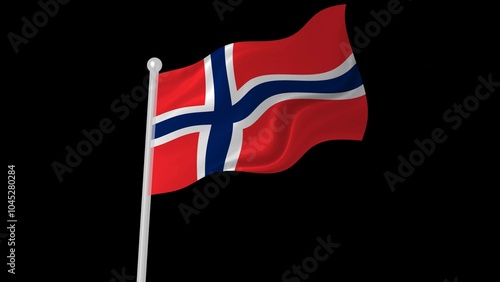 norway flag flying black background