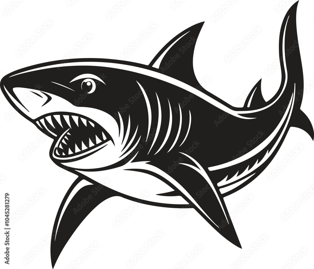 Obraz premium A shark is jumping silhouette illustration