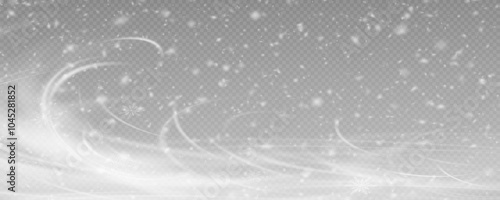 Winter background, snowflakes on a beautiful background, Christmas background for cards, snowfall. Snowy nature landscape, winter dust png. Blizzard, wind, hurricane, blizzard.