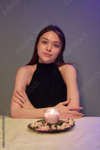 An Elegant and Striking Portrait of a Young Woman Radiating Natural Beauty and Graceful Charm