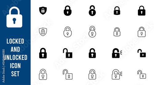 Padlock icon - locked and unlocked symbol collection.