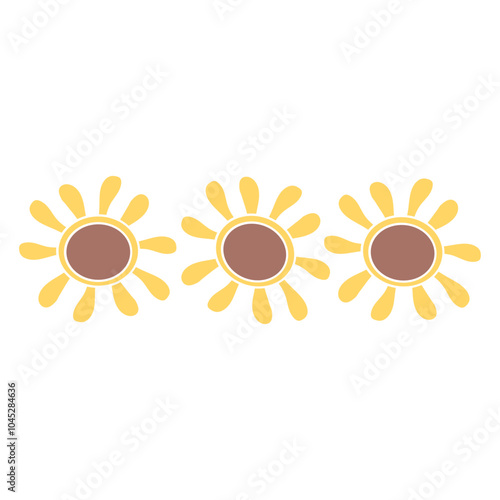 3 Sunflowers Sun Flower Cartoon Comic Design Happy Small Pretty Leaf Beautiful Green Plant Blooming Nature Lover Flowers Gardening Gardeners Thumb Garden Hobby Blooms Blossoms Gardener Leisure Summer