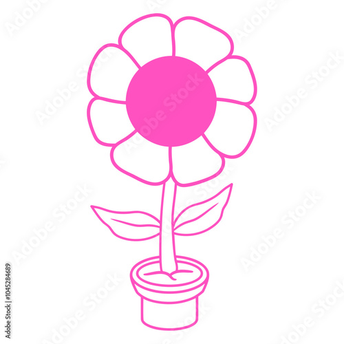 Pink Flowerpot Flower Cartoon Comic Design Happy Small Pretty Leaf Beautiful Green Plant Blooming Nature Lover Flowers Gardening Gardeners Thumb Garden Hobby Blooms Blossoms Gardener Leisure Summer