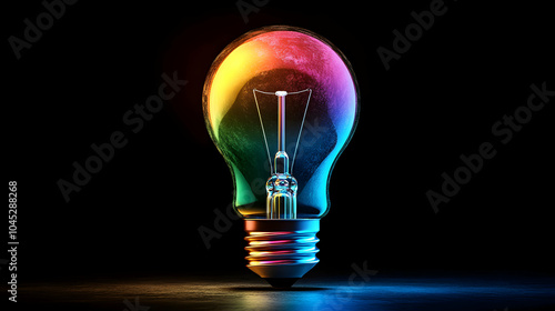 Abstract Rainbow-Colored Lightbulb Design with Minimalist Aesthetic