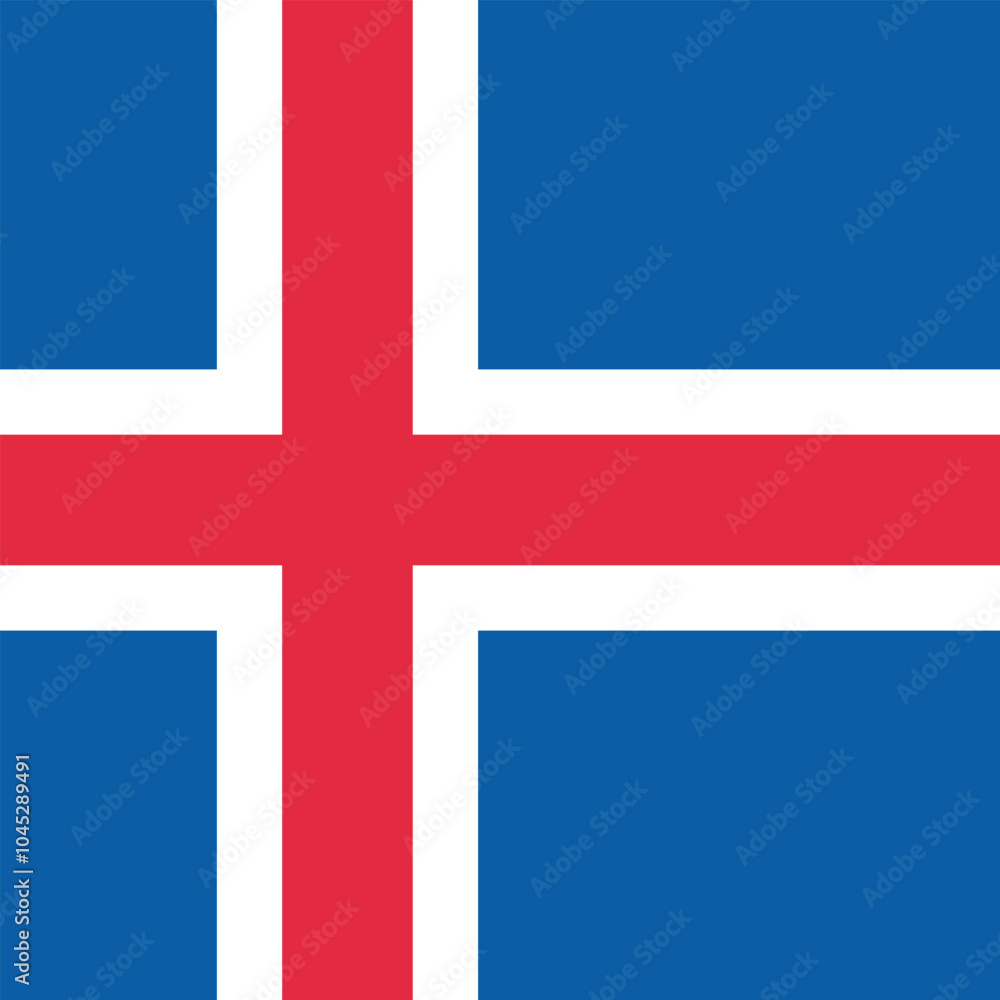 Obraz premium Square shaped national flag of the European country of ICELAND