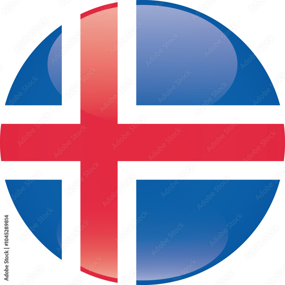 Obraz premium Sphere shaped national flag of the European country of ICELAND