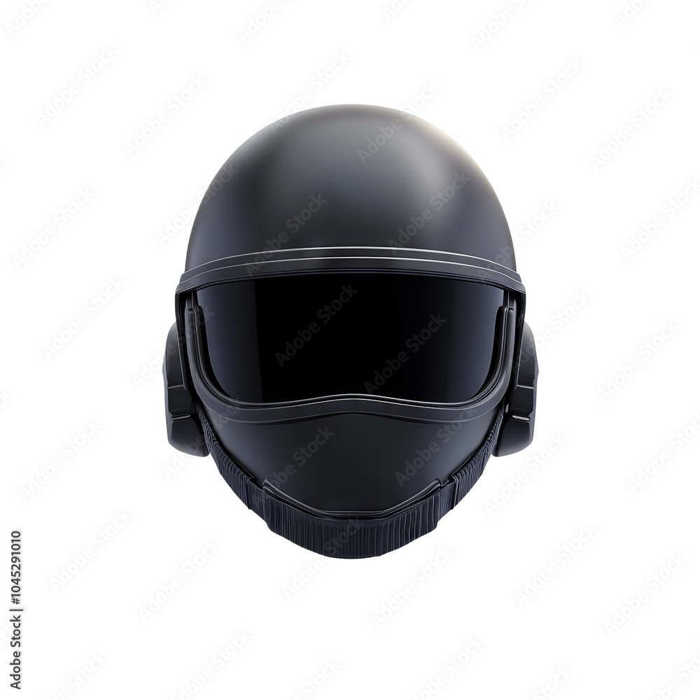 Fototapeta premium Black helmet with visor, isolated on white background