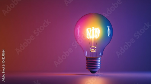 Vibrant Artistic Lightbulb Emitting Rainbow Colors Against a Dark Background