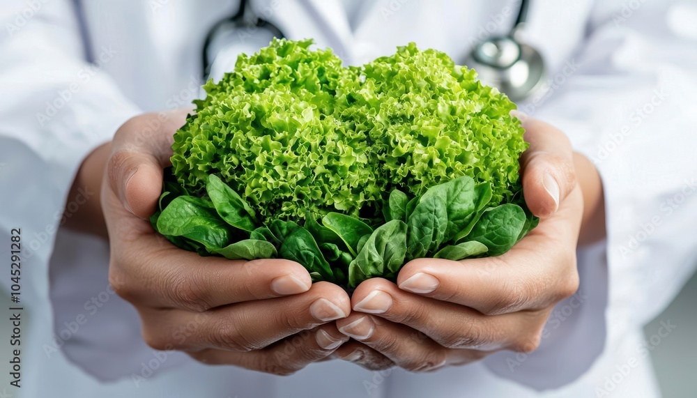 Hands holding fresh green vegetables in a health-conscious setting. Hands holding fresh green vegetables in a health-conscious setting.