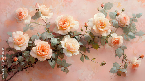 Elegant Floral Arrangement of Pastel-Colored Roses in a Soft Light Setting
