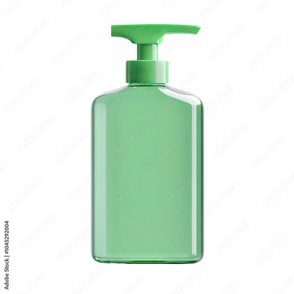 Green bottle with pump, white isolate background Green bottle with pump, white isolate background