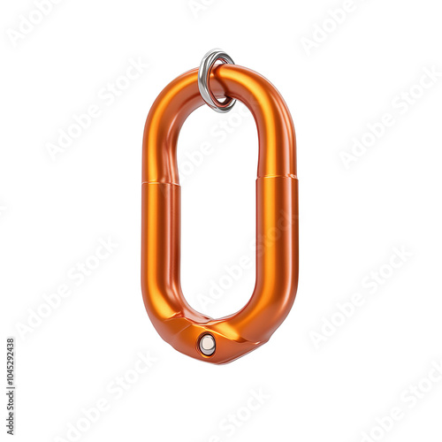 Orange carabiner clip on white isolate background