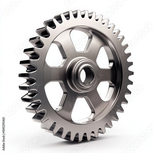 Single Gear Wheel in Industry Concept. Engine Technology Symbol with Metal Cogwheel