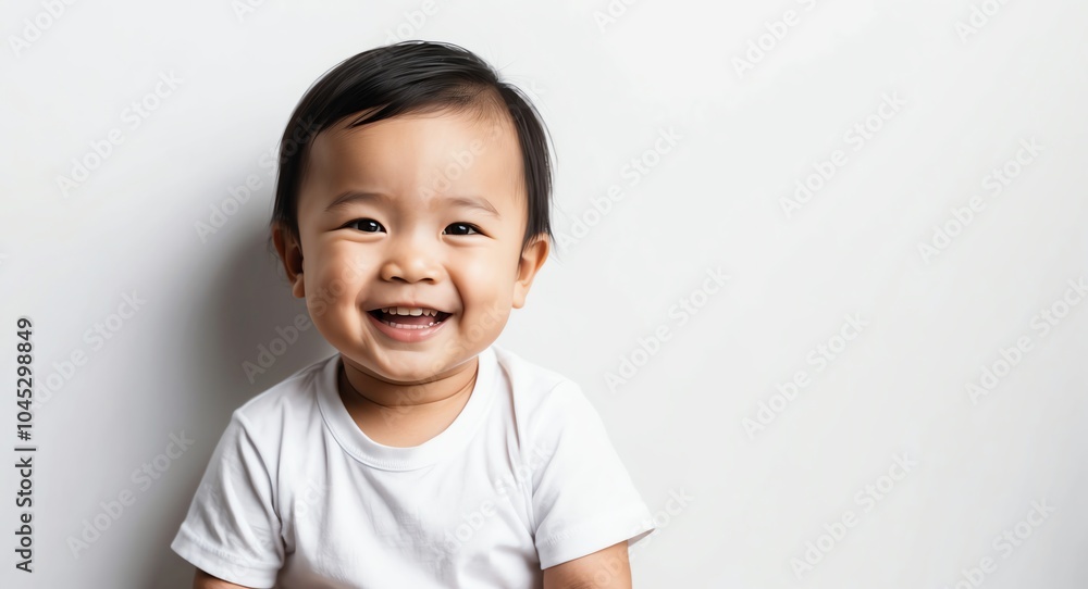southeast asian toddler boy white background wearing plain white tshirt smiling happy portrait southeast asian toddler boy white background wearing plain white tshirt smiling happy portrait