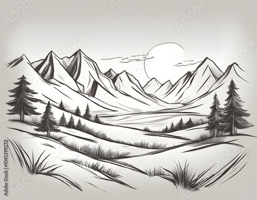 Sketch line landscape background