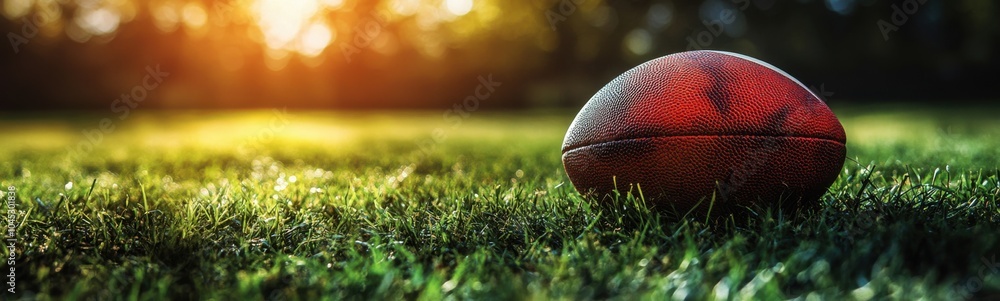 Football sitting on the grass in the sun Football sitting on the grass in the sun