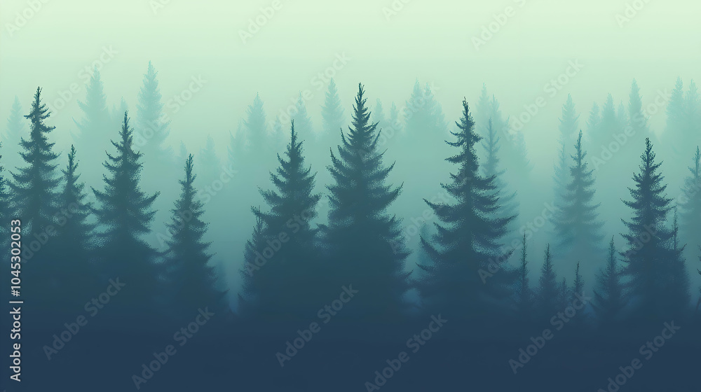 Fototapeta premium A soft gradient forest background transitioning from deep forest green to pale moss, giving the feel of a peaceful and quiet forest