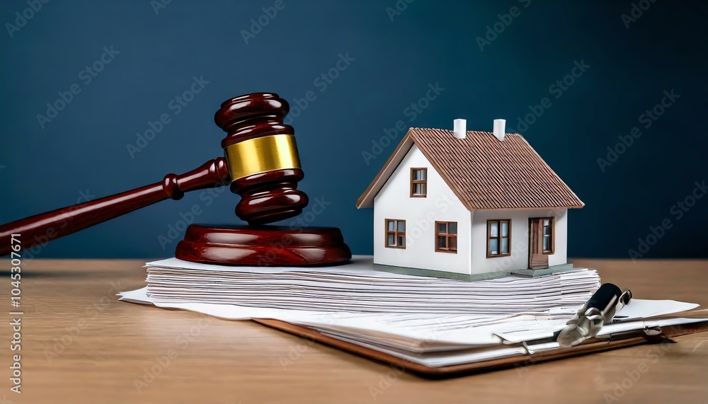 Law and real estate concept with gavel. Law and real estate concept with gavel.