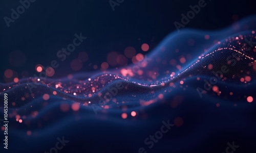 Abstract modern neon waves background or backdrop with glow and bokeh