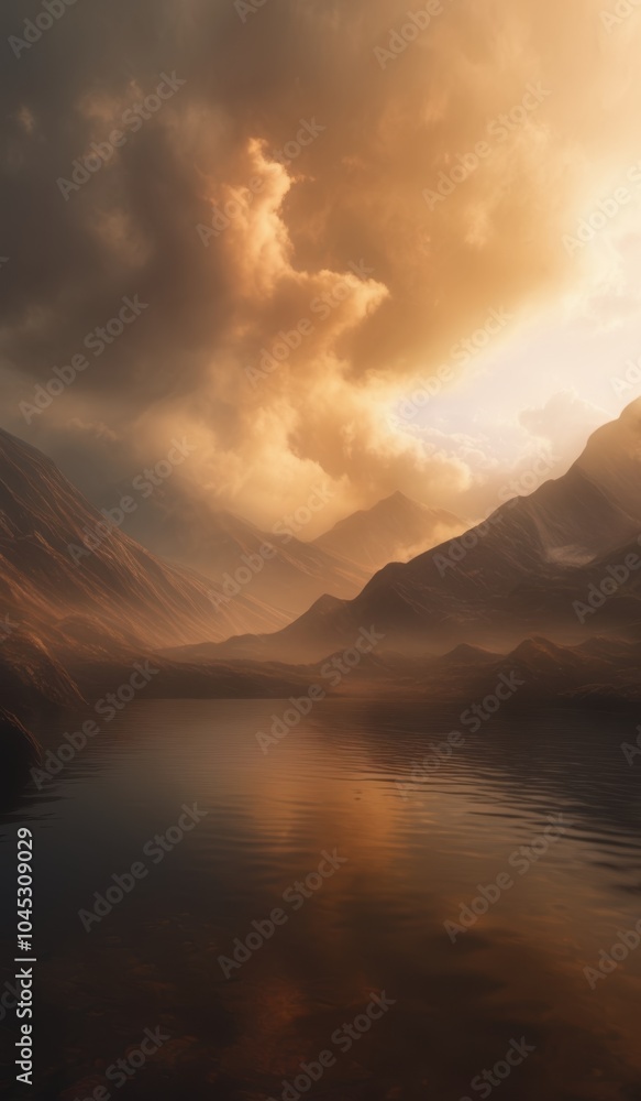 floating in the water near a mountain beautiful render of a landscape floating in the water near a mountain beautiful render of a landscape