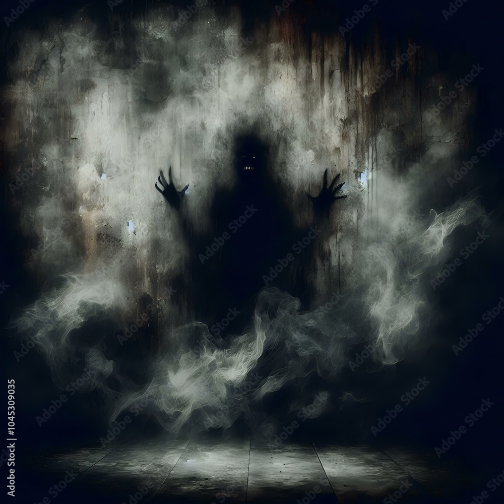 Fototapeta premium Haunting Skull in Smoky Abyss 