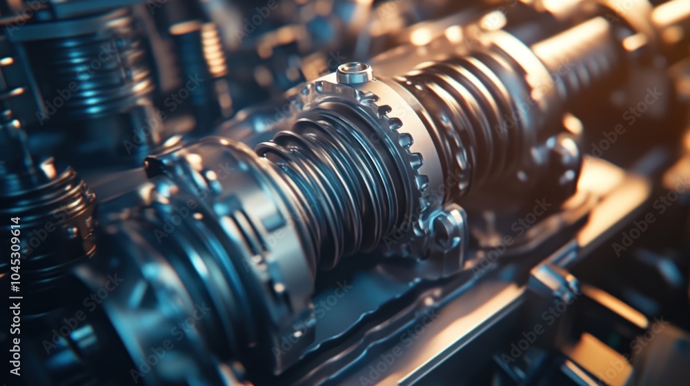 Naklejka premium Transmission parts production facility, utilizing cutting-edge technology to create high-performance car components.