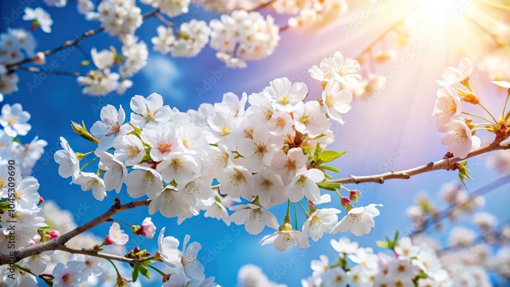 Cherry blossom tree under clear blue sky on a sunny day Cherry blossom tree under clear blue sky on a sunny day