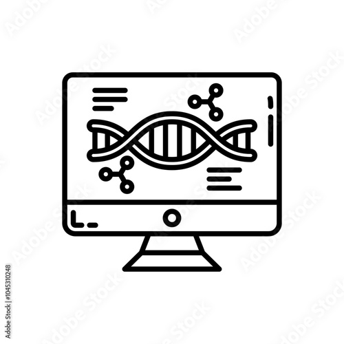 DNA Computing Outline Icon, Vector illustration