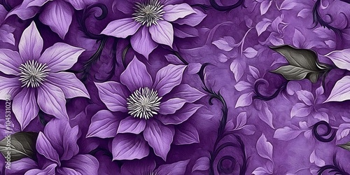 Romantic Seamless Clematis Flower Pattern Design