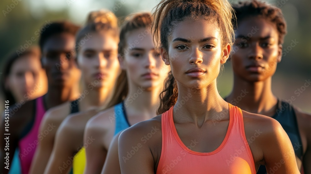 A diverse team of athletes training together, representing unity in sports A diverse team of athletes training together, representing unity in sports
