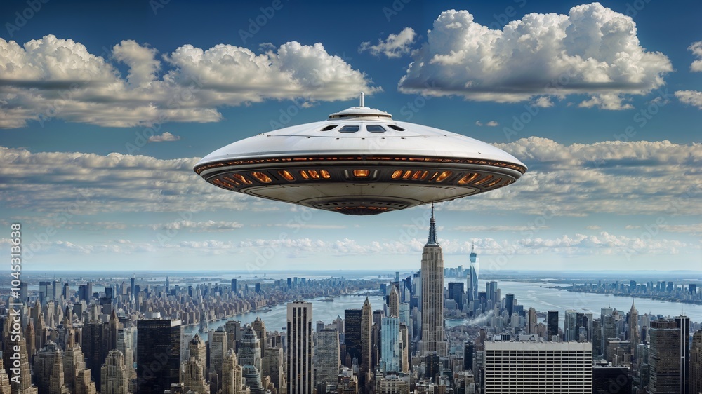 Giant spaceship hovering over New York City Giant spaceship hovering over New York City