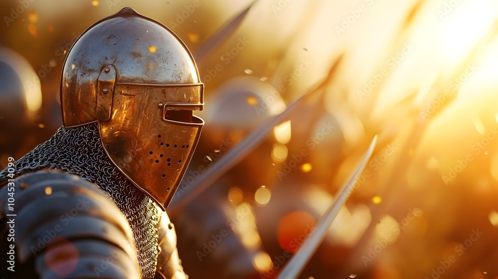 Epic Medieval Battle Scene Knights Charging with Armor Glinting in the ...