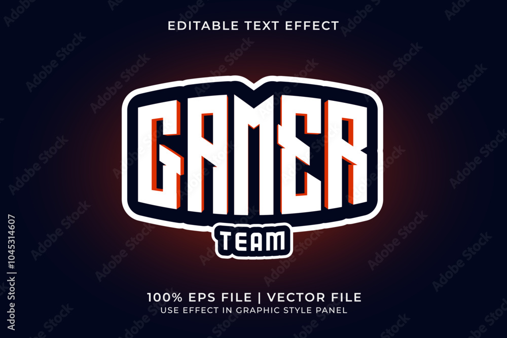 Fototapeta premium 3D E-sport Text effect editable vector. Gaming squad logo text effect. E Sport emblem logo