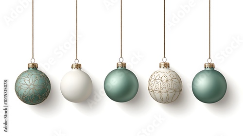 Elegant collection of hanging ornaments in soft tones for festive decor and holiday celebrations