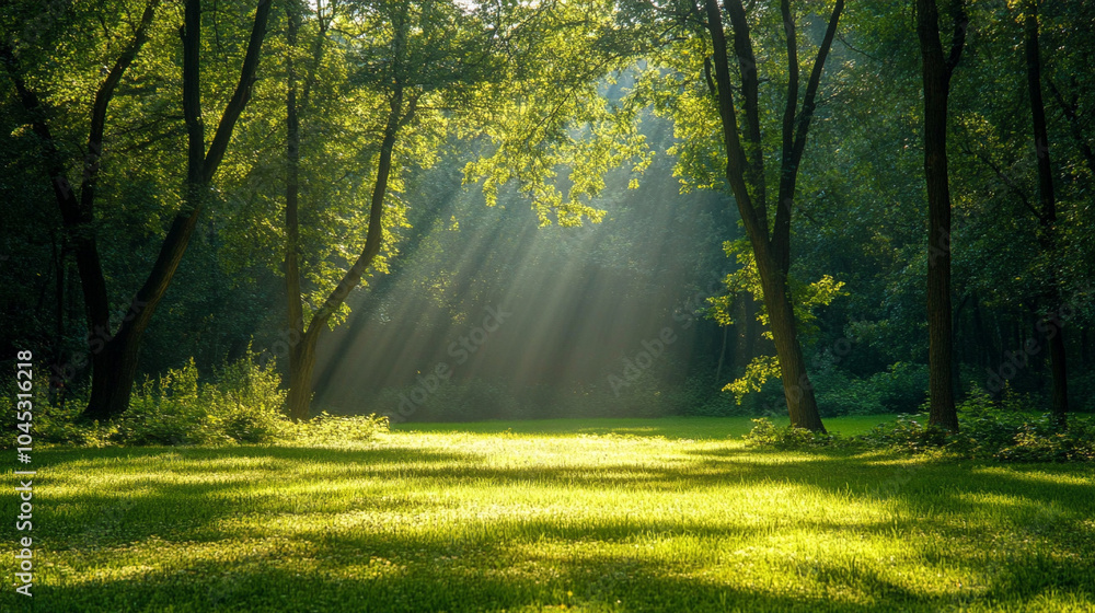 Fototapeta premium 森に差し込む朝日