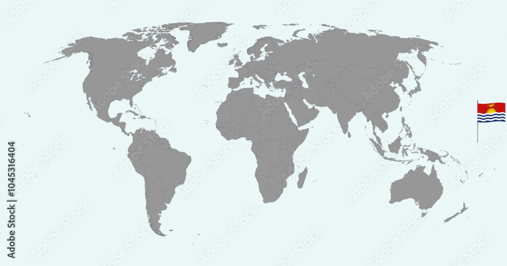 Fototapeta premium Pin map with Kiribati flag on world map. Vector illustration.