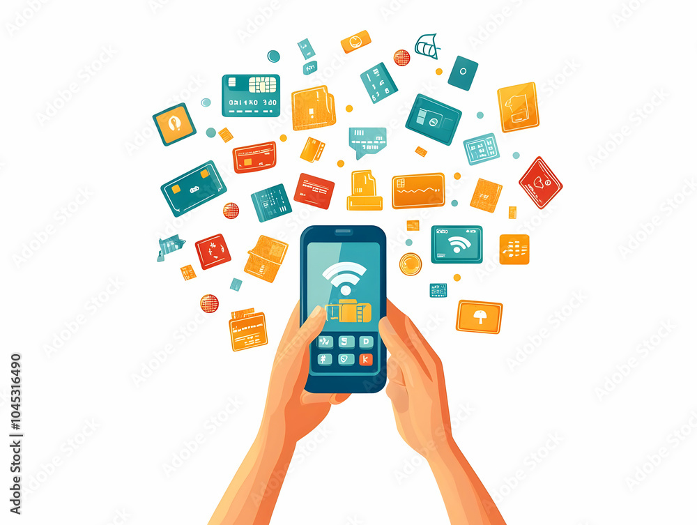 Flat Consumer Mobile Payment Glowing Discount Icons Concept Smartphone Transaction, Digital Finance Business Promotions, Simple Vector Illustration, Emphasizing Consumerism in Modern Economy Flat Consumer Mobile Payment Glowing Discount Icons Concept Smartphone Transaction, Digital Finance Business Promotions, Simple Vector Illustration, Emphasizing Consumerism in Modern Economy