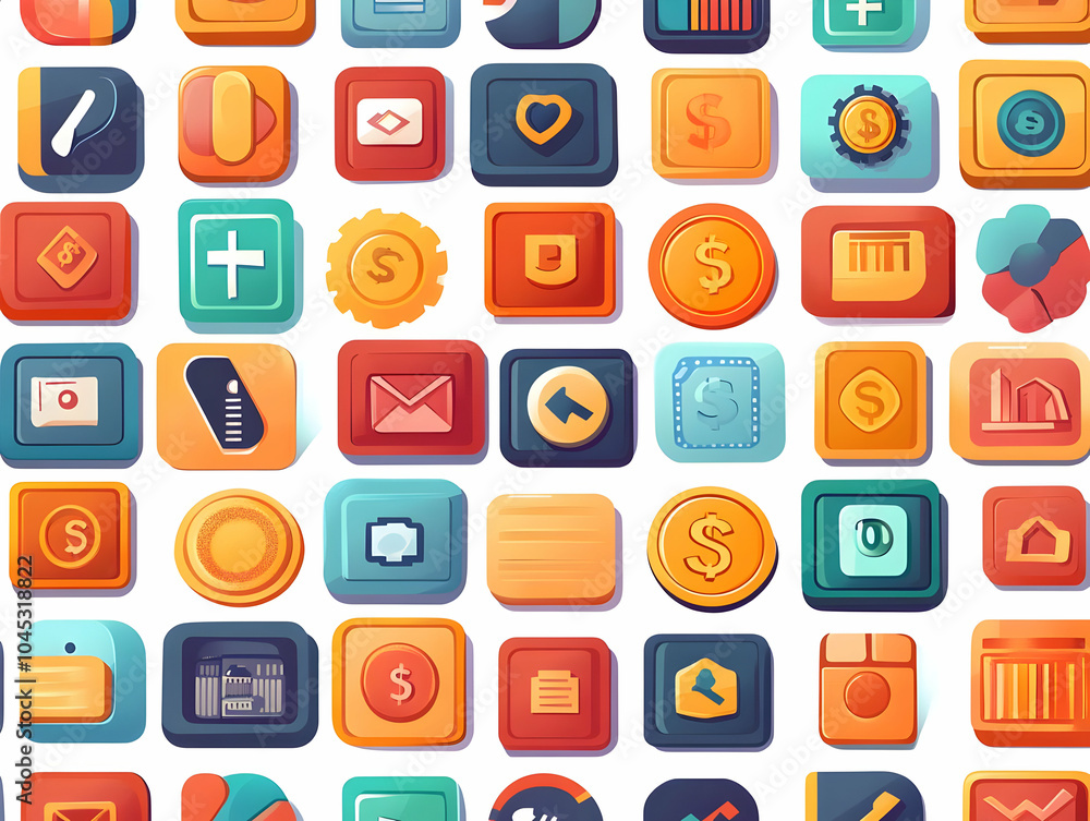 Flat Glossy Tile Pattern with Currency Icons, Discount Tags | Modern Seamless Design for Business Advertising Backgrounds | Polished Vector Illustration for Financial Concepts Flat Glossy Tile Pattern with Currency Icons, Discount Tags | Modern Seamless Design for Business Advertising Backgrounds | Polished Vector Illustration for Financial Concepts