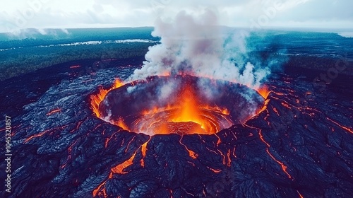 Breathtaking Volcano Eruption in Watercolor Style