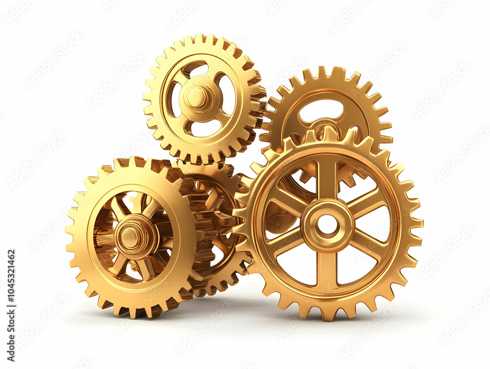 Levitating Golden Gears Symbol Efficient Business Processes Flat Vector Illustration High Quality Interlocking Mechanics Teamwork Business Efficiency Design on White Background Levitating Golden Gears Symbol Efficient Business Processes Flat Vector Illustration High Quality Interlocking Mechanics Teamwork Business Efficiency Design on White Background