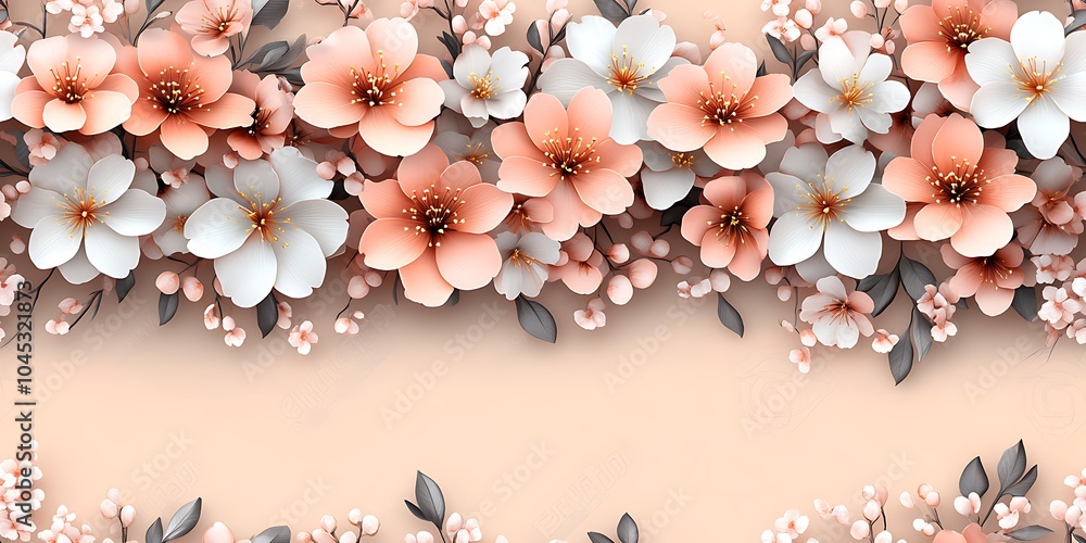 Fototapeta premium Elegant Cherry Blossom Seamless Pattern Design