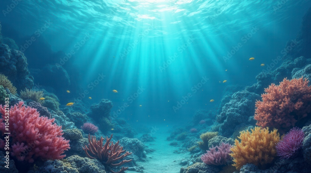 Obraz premium Coral blue water in the ocean underwater life scene oceanic view
