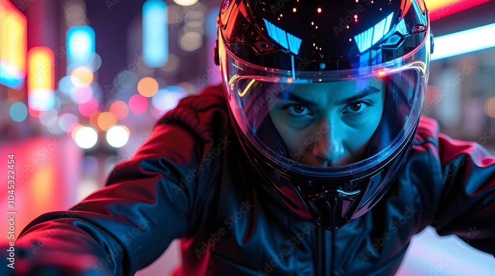 Neon City Nights: A Rider's Gaze Neon City Nights: A Rider's Gaze